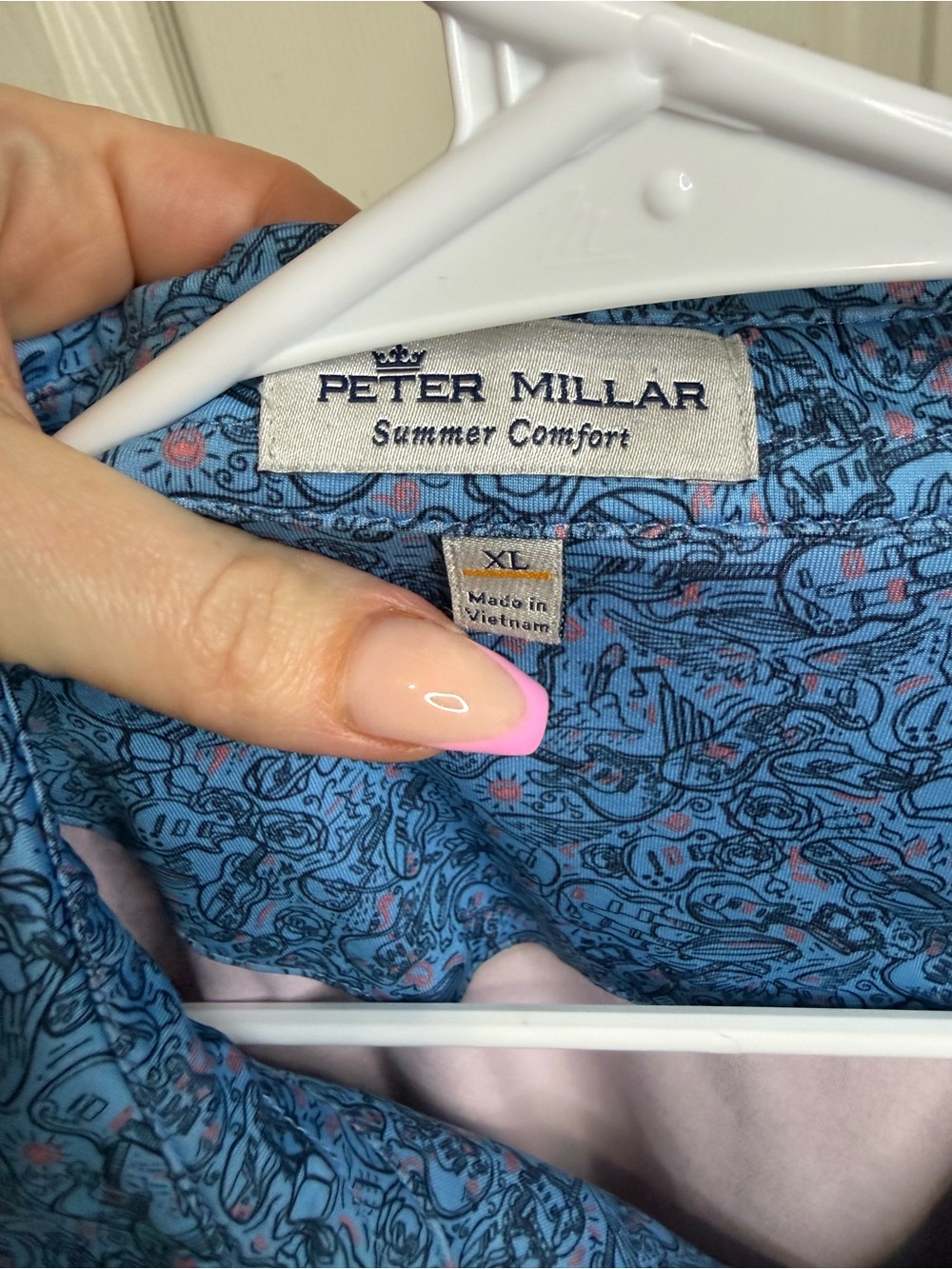 Peter Millar Summer Comfort XL Guitar Print Performance Polo Blue Music Shirt - Picture 3 of 4